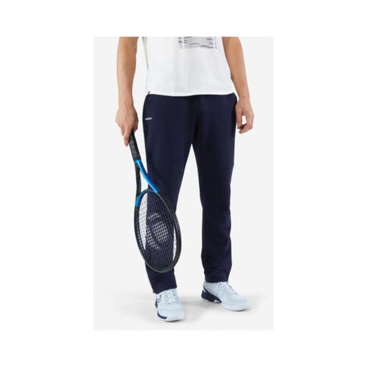 Pantaloni sport barbati Artengo, tenis, bleumarin, caldurosi, cu buzunare pentru mingi