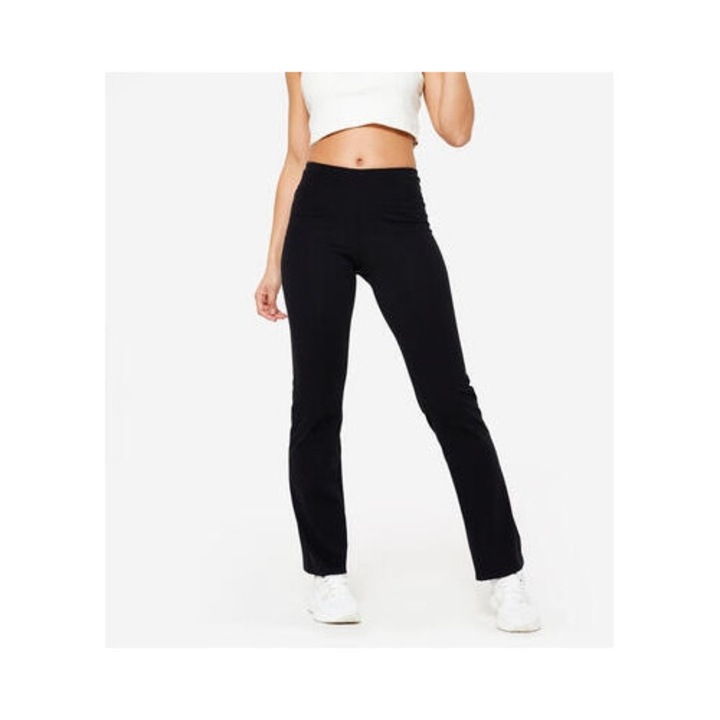 Colanti fitness dama Domyos evazati, negru, material elastic