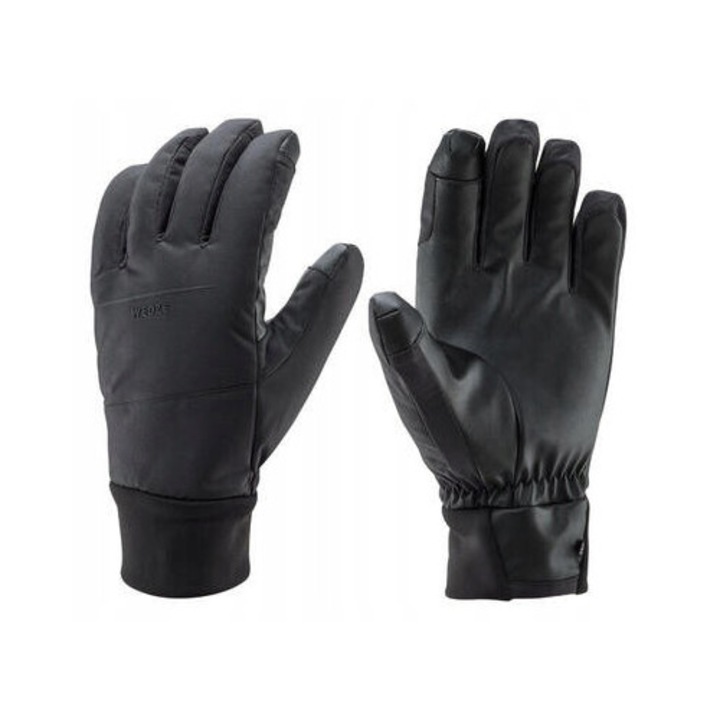 Sportkesztyű, Wedze 100 Light, vízálló, meleg, fekete, felnőtt