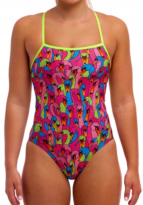 Дамски бански Funkita, Swan City, розов, тънки презрамки