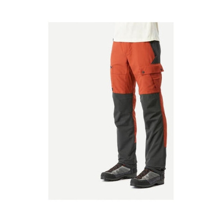Pantaloni sport barbati Forclaz MT500, rezistenti, hidrofobi, negru-portocaliu, material elastic, 42 EU