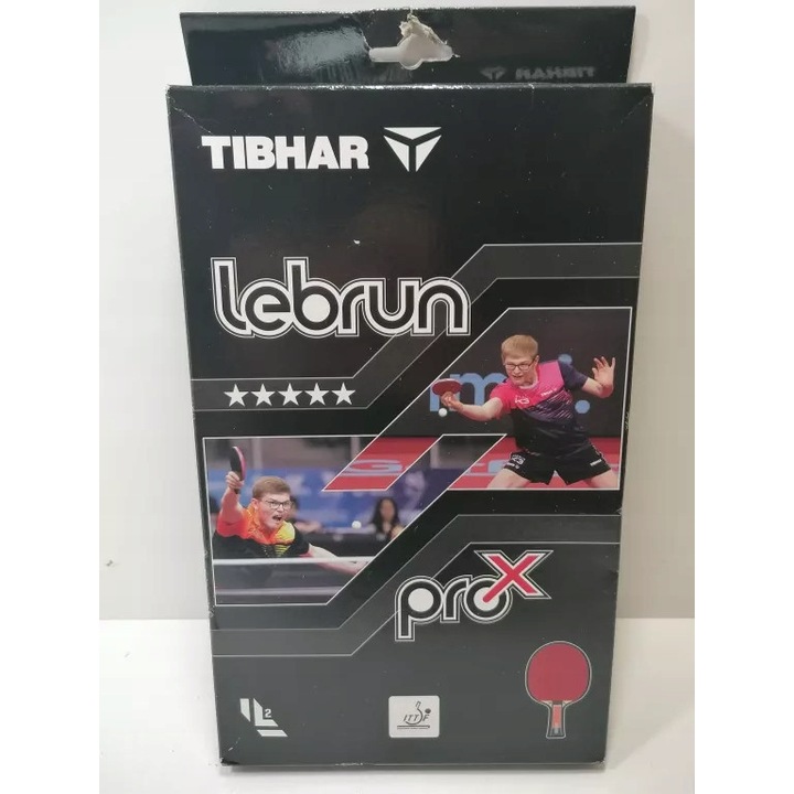 Paleta tenis de masa Tibhar Lebrun Pro X, set cu cutie, 220g, 5 straturi, rosu/negru