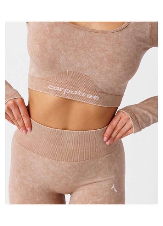 Bluza sport dama, Carpatree, Yasmine, fara cusaturi, uscare rapida, bej, poliamida/spandex