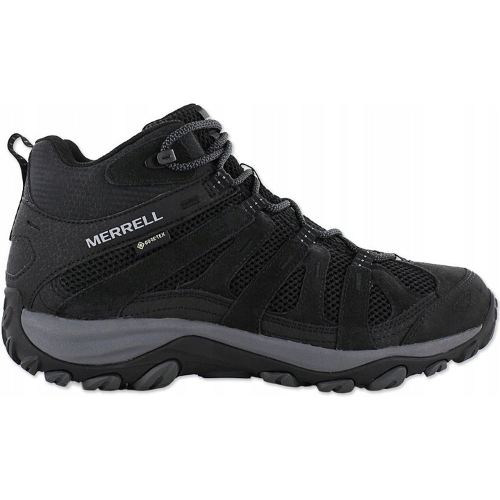 Bocanci de trekking barbati Merrell Alverstone 2, impermeabili, piele naturala/piele intoarsa/plasa, negru