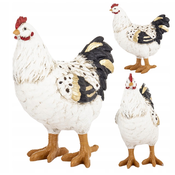 Figurina decorativa de Paste, Art-Pol, 22x20x10cm, alb cu detalii aurii si negre, set cu figurina de cocos