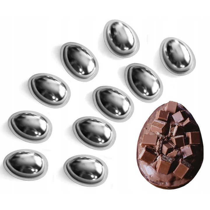 Set 10 forme prajitura 3D pentru oua, EkoForemki, 9,8x6,7x3cm, metalica