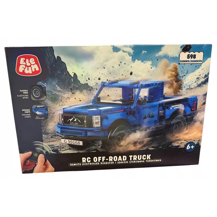 Set de constructie Elefun, masina teren, 598 elemente, controlata de la distanta, multicolor