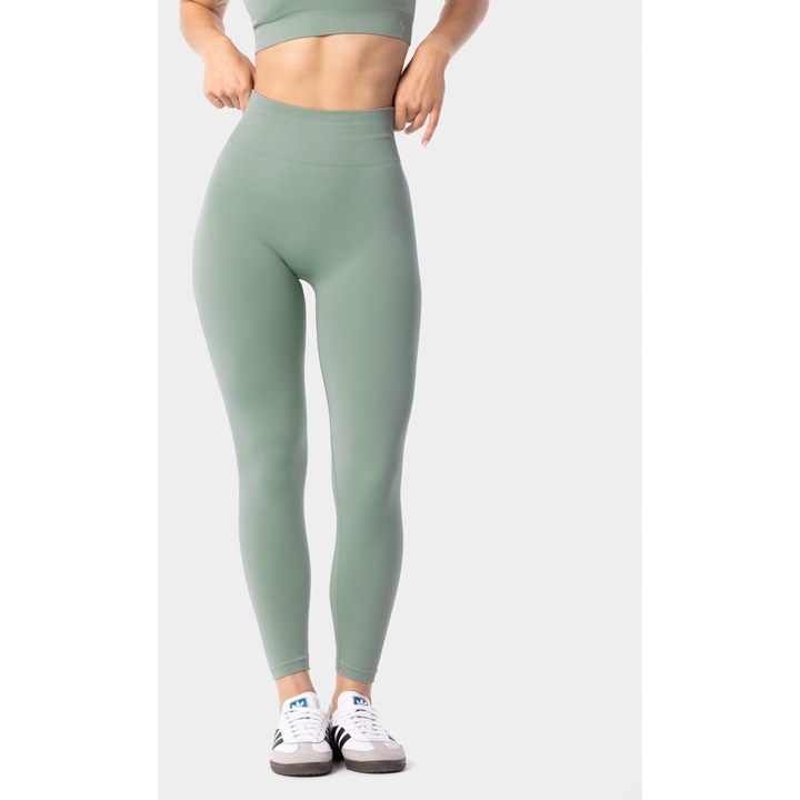 Colanti sport dama Carpatree Simply Seamless, talie inalta, finisaj minimalist, verde
