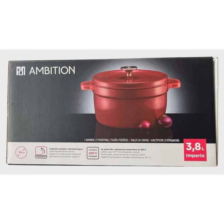 Oala Ambition Imperio 3,8 l, 24 cm, cu capac, pentru cuptor pana la 220C