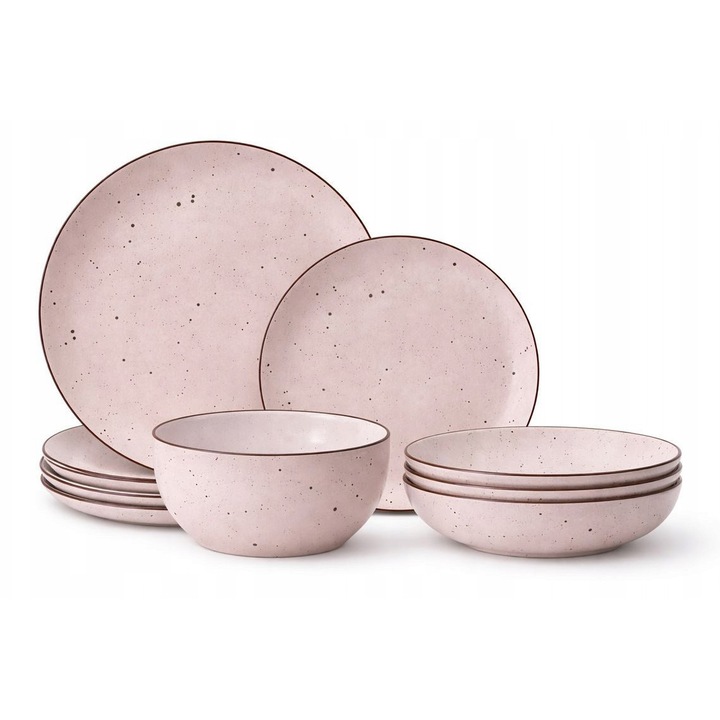 Set de masa MG HOME Gemma, 12 elemente, roz, pentru 4 persoane