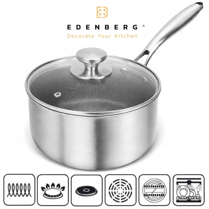 Rondel cu capac 20cm 2.5L inox, neaderent hexagonal, multicolor