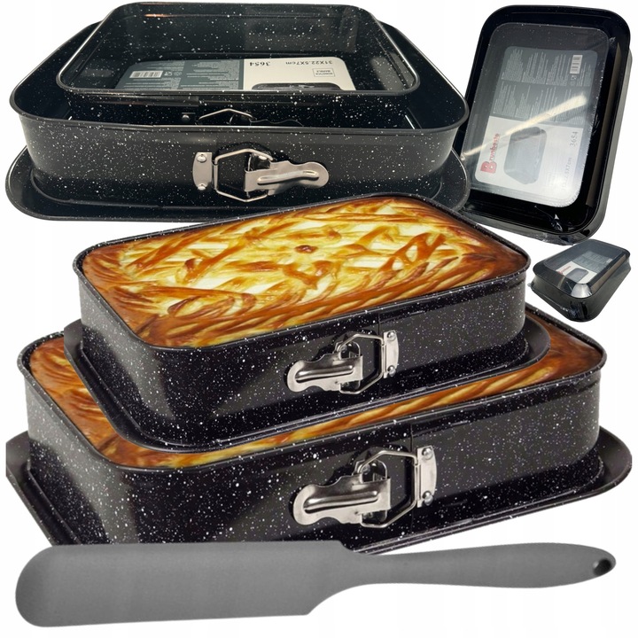 Set tavi copt Brunbeste, 2 tavi rozpinabile din otel carbon, 35x24x7.5cm si 31x22.5x7.5cm, cu spatula siliconica