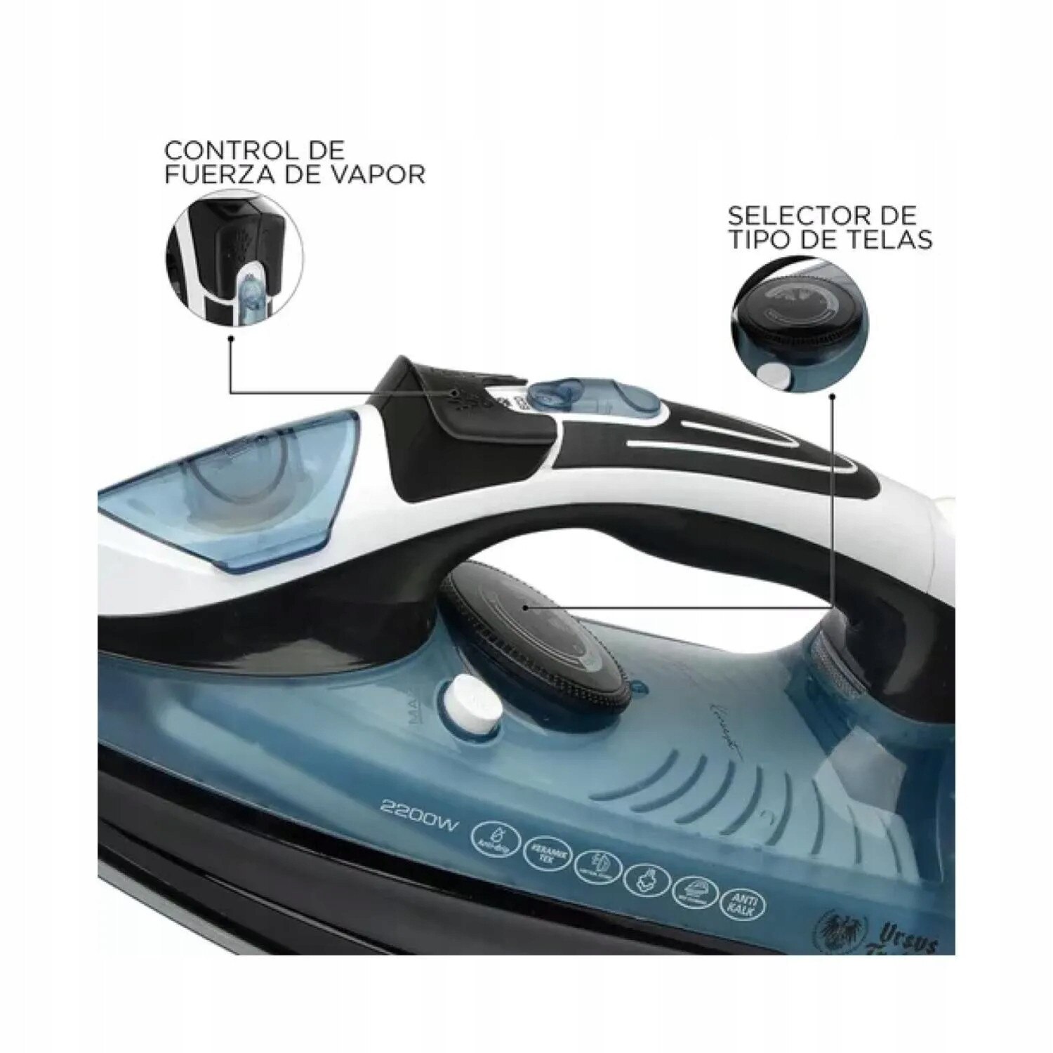 Fier de calcat cu abur Botti SL-2283, 2200W, ceramica, 270ml, alb