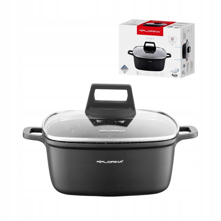 Oala Florina Chef 2.6L 20cm Aluminiu Negru Inductie Antiaderenta