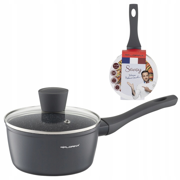 Oala Aluminiu Florina Savoy, 16cm, 1.3L, cu capac, inductie