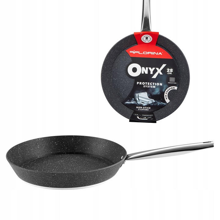 Tigaie Florina Onyx 28cm aluminiu marmorat, inductie, gaz, PFOA free