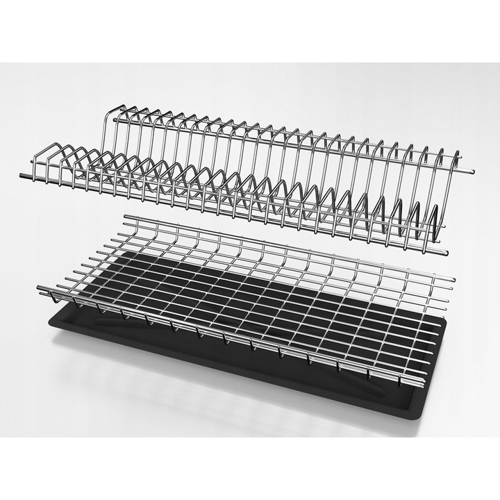 Scurgator vase Metpol 55cm metalic pliabil pentru 25 de farfurii, argintiu