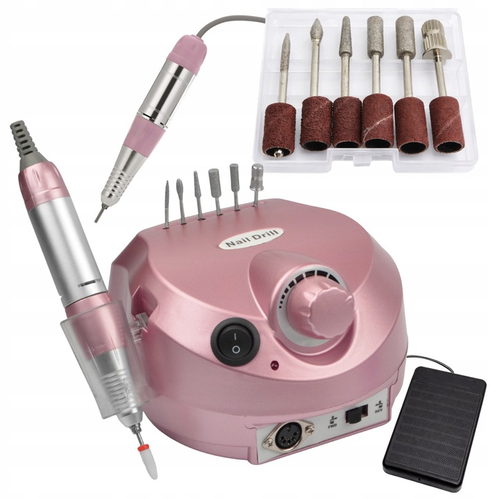 Aptel Gordon G220 körömcsiszoló, 65 W, akár 30.000 RPM, Twist & Lock mechanizmus, pedál mellékelve, csiszolófej készlet mellékelve, Rózsaszín