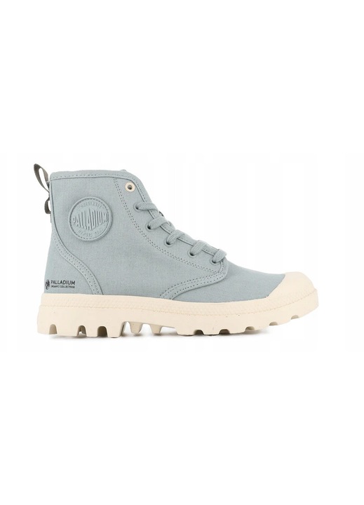 Ghete dama Palladium Pampa Hi Zip Organic, albastru deschis, material textil organic, cu fermoar, colectia vara 2025