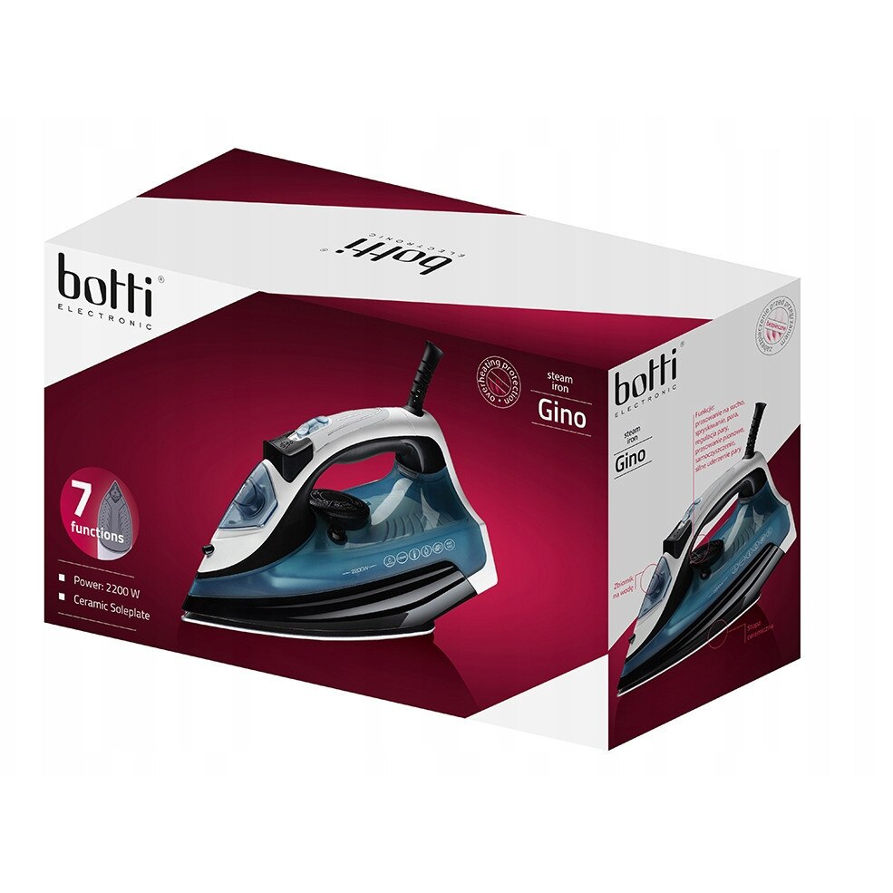 Fier de calcat Botti Gino 2200W, talpa ceramica, 370ml, alb