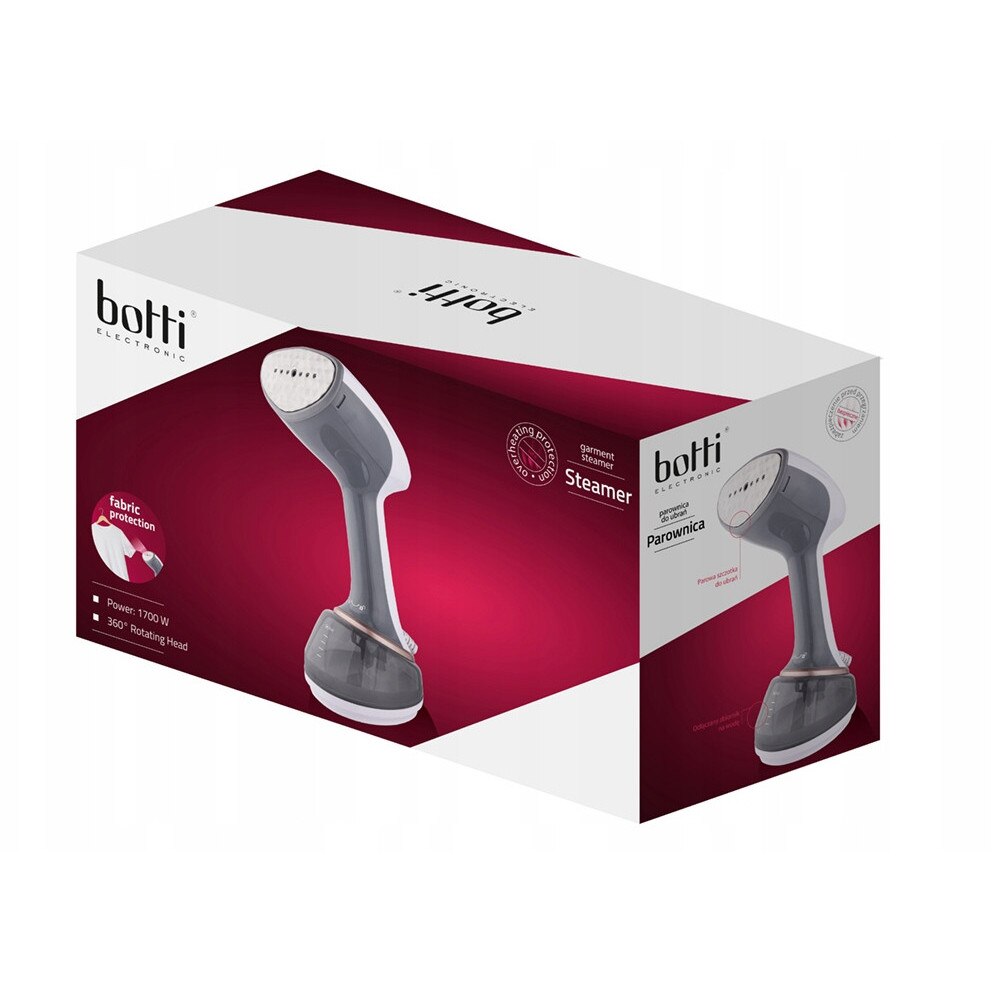 Parownica manuala Botti 1700W, 370ml, abur constant 15-25g/min, anti-drip, set cu perie de curatare