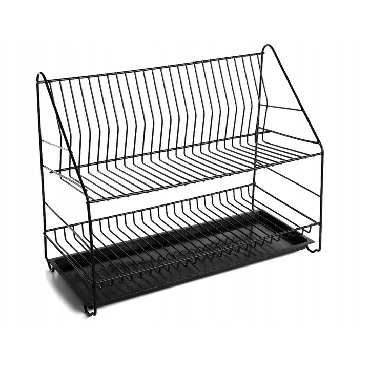 Scurgator vase AGD dublu cu suport, 49.5cm, metal negru