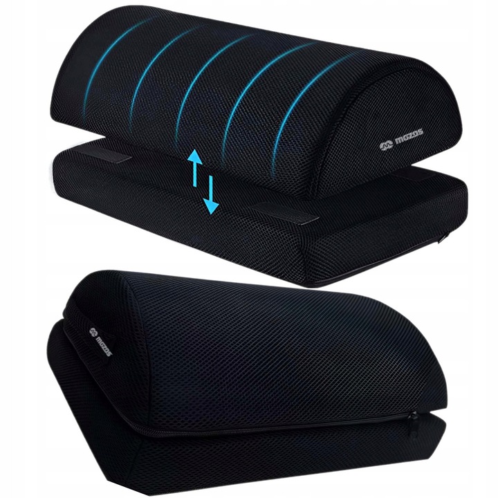 Podnozek ergonomic Mozos FS5, 43x30x15cm, negru, cu pianta memory, antiderapant