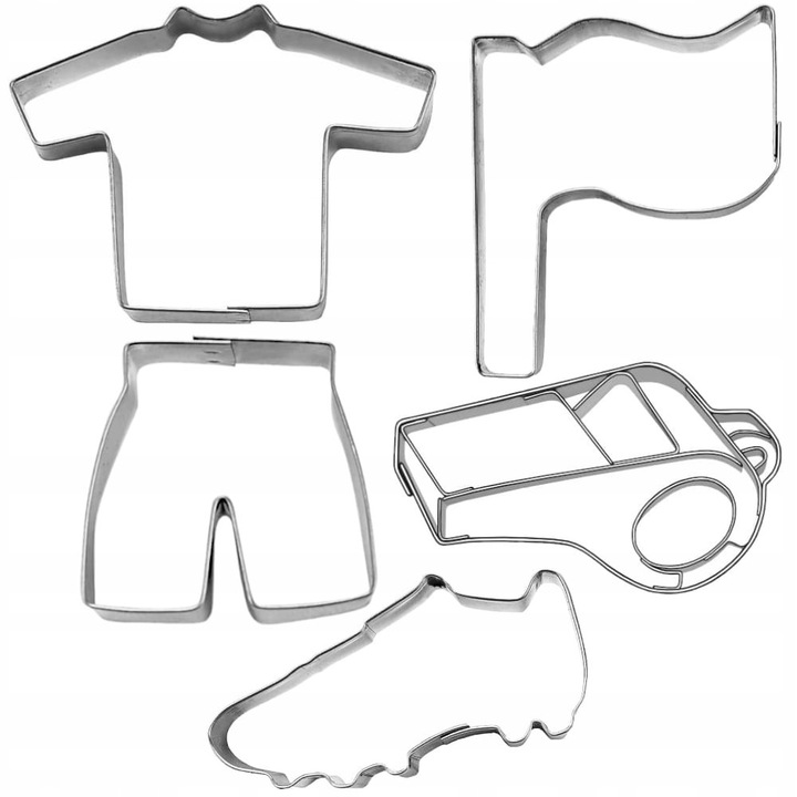 Set 5 forme prajituri fotbalist, EkoForemki, metal, inox, dimensiune variata