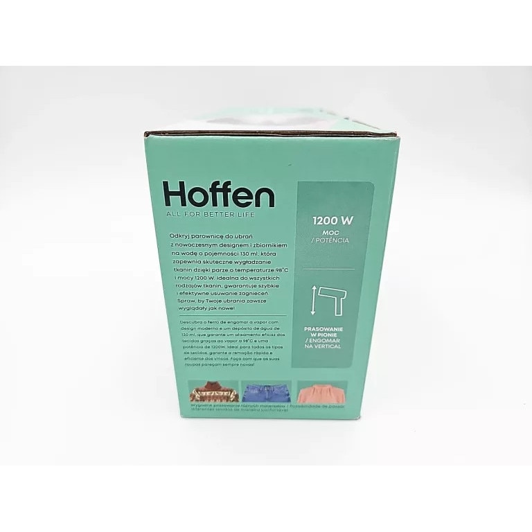 Parownica do ubran Hoffen 1200 W, 130 ml, temperatura 98C, alba