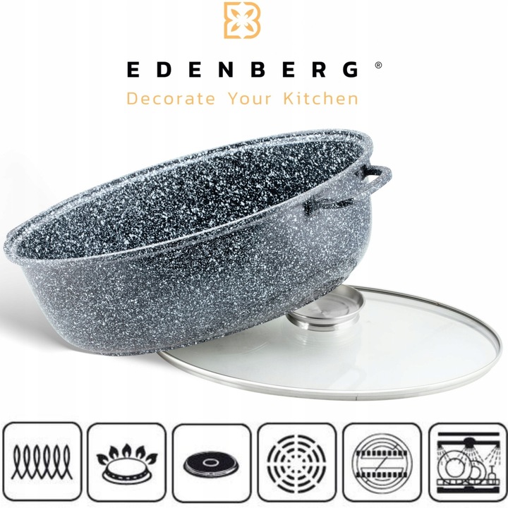 Cratita Edenberg, 38cm, 8.0L, marmura, antiaderenta