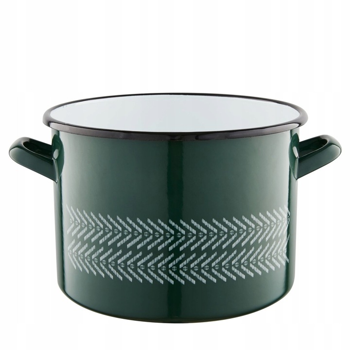 Oala emaliata Boho 22 cm 6 l, verde, cu capac, pentru toate tipurile de plite