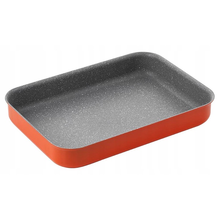 Tigaie Florina Chili, aluminiu, non-stick, 35x25x5,5cm, portocalie-rosie
