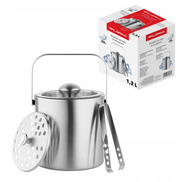 Охладител за бутилки Florina 1200ml с щипки от неръждаема стомана, за партита