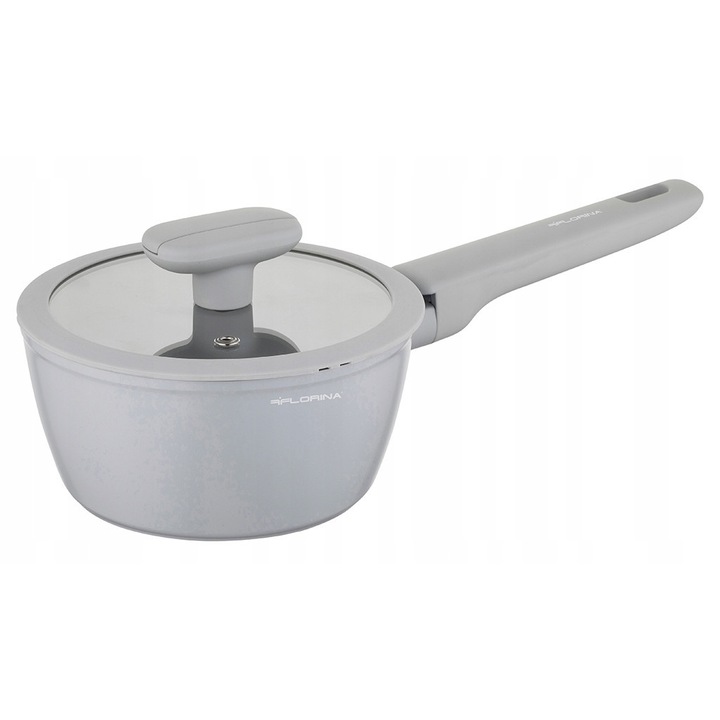 Rondel aluminiu Florina Futuro 16cm 1,2L cu capac sticla, antiaderent, design modern