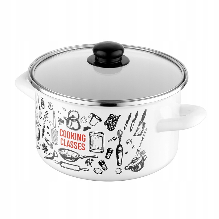 Oala Emalia Pleszew, 20cm, 4.1L, alb, cu capac