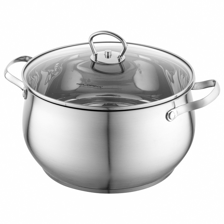 Oala Florina Alex 24cm 6.6L inox, inductie, gaz, lavabila in masina de spalat