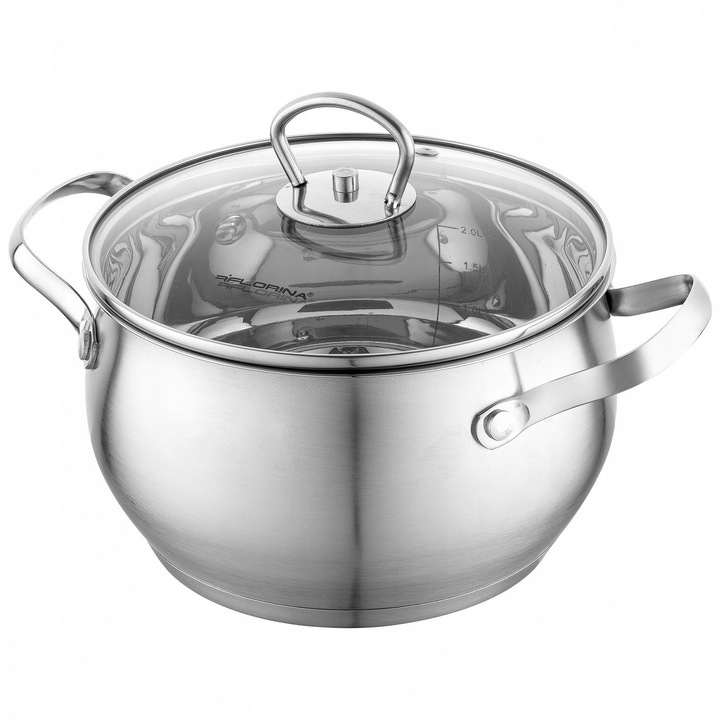 Oala Florina Alex Satyna 18cm 2.9L inox, inductie, gaz