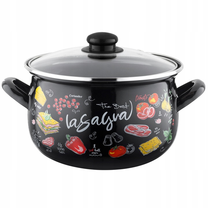 Oala Emalia Pleszew Lasagna 22cm 5.3L, neagra, inductie, gaz