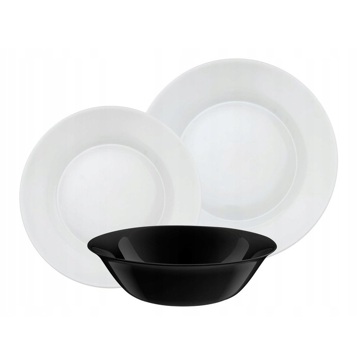 Set de farfurii Bormioli Rocco Domino 18 elemente, sticla opal, 6 persoane