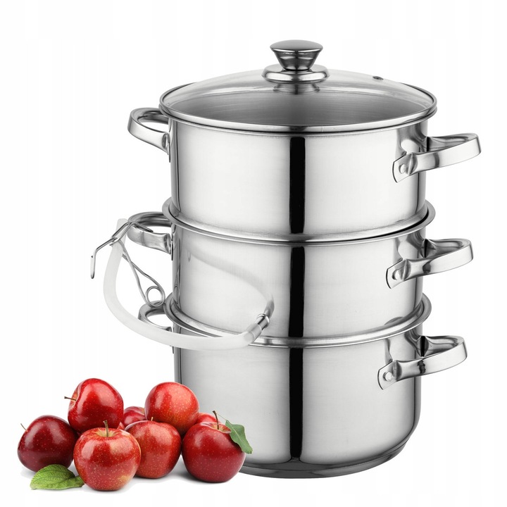 Oala de fiert 5L, Florina, inox, pentru inductie si gaz, 4 elemente, argintiu