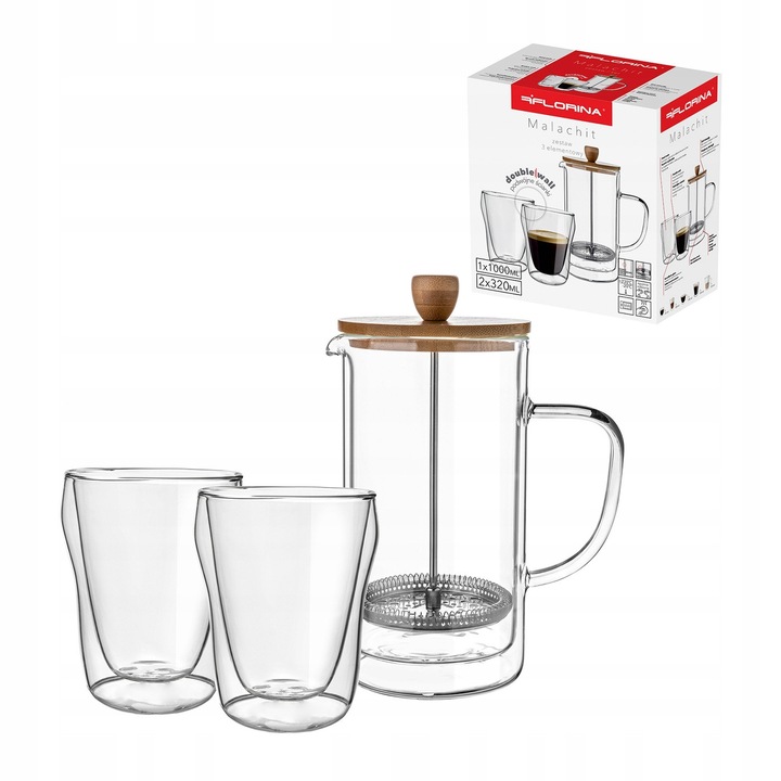 Zaparzacz szett 2 termikus pohárral, malachit, 1000ml, 2x300ml