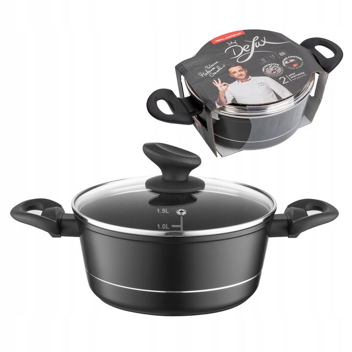 Florina Delux alumínium edény 18cm 1.5L, fekete, indukciós és gázfőzőlaphoz