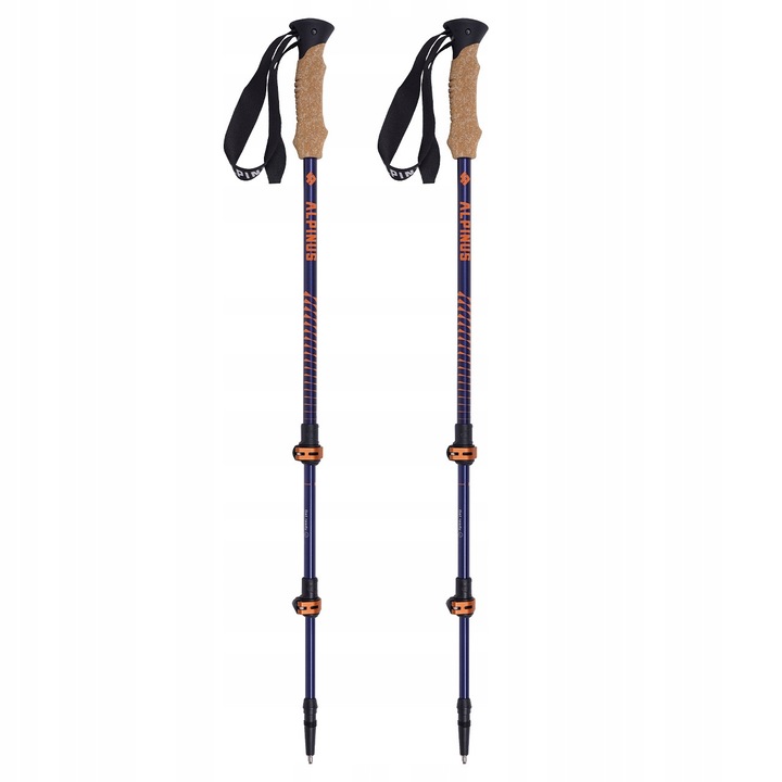 Bete trekking Alpinus Monte Rosa, 3-segmentate, manere din pluta, 65-135 cm, greutate 235 g, set complet cu accesorii