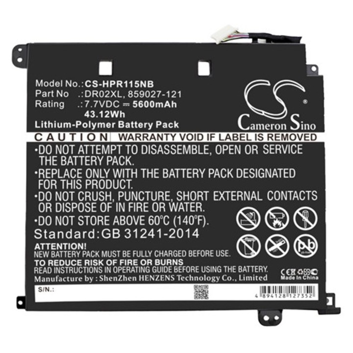 Cameron sino li-polymer akkumulátor, 7.7v, 5600mAh, kompatibilis hp dr02xl -vel