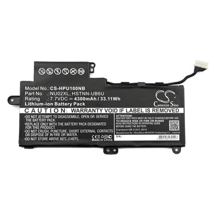 Cameron sino li-ion akkumulátor, 7.7v, 4300mAh, kompatibilis hp nu02xl -vel