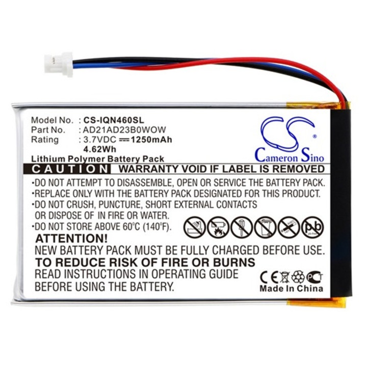 Cameron sino li-polymer akkumulátor, 3.7v, 1250mAh, kompatibilis garmin ad21ad23b0wow -vel