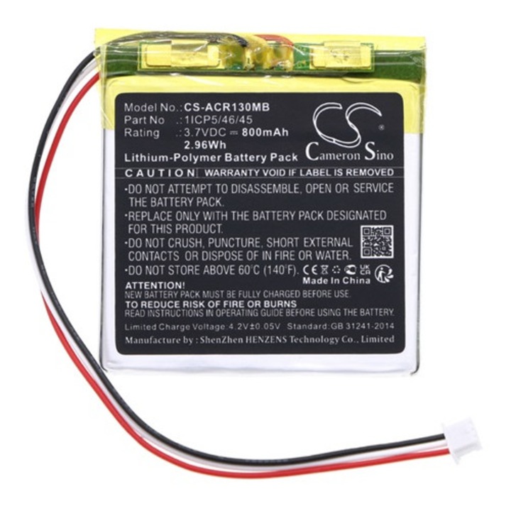 Cameron sino li-polymer akkumulátor, 3.7v, 800mAh, kompatibilis angelcare 1icp5, 46, 45 -vel