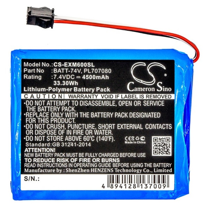 Cameron sino li-polymer akkumulátor, 7.4v, 4500mAh, kompatibilis extech batt-74v kék-vel