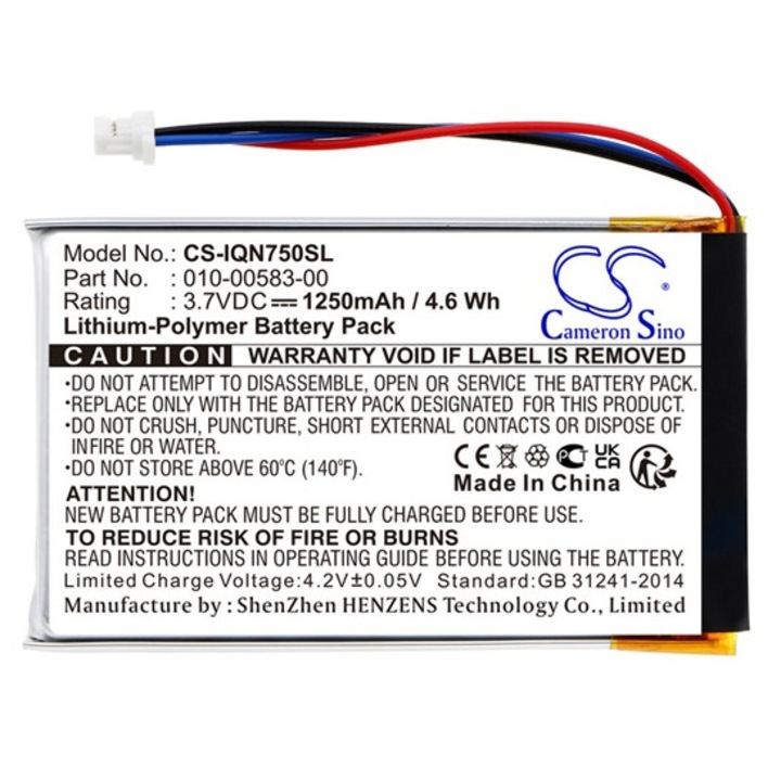 Cameron sino li-polymer akkumulátor, 3.7v, 1250mAh, kompatibilis garmin 010-00583-00 -vel