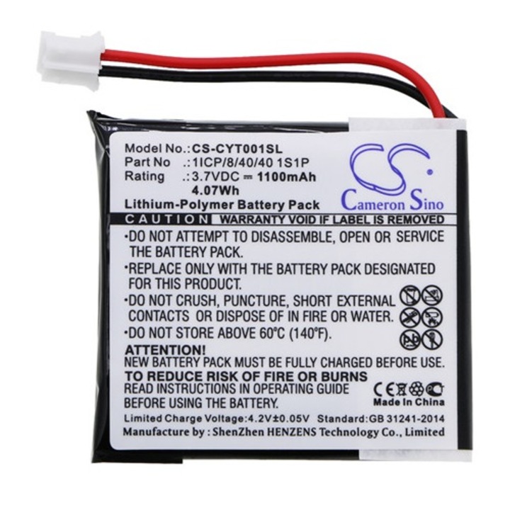 Cameron sino li-polymer akkumulátor, 3.7v, 1100mAh, kompatibilis coyote 1icp, 8, 40, 401s1p -vel